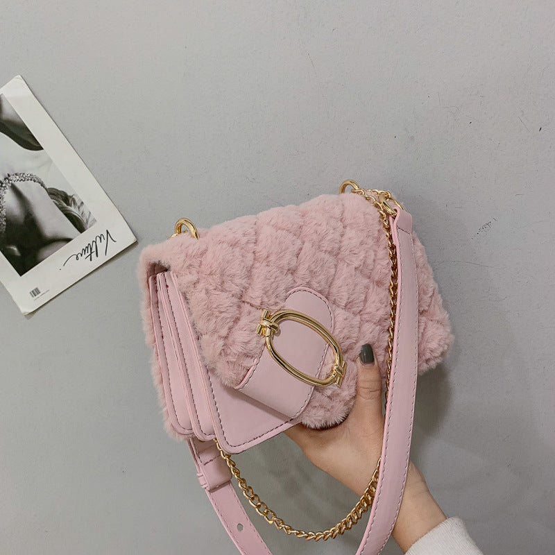 Soft Plush Chain Shoulder Messenger Bag