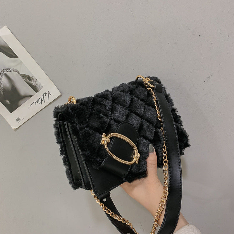 Soft Plush Chain Shoulder Messenger Bag