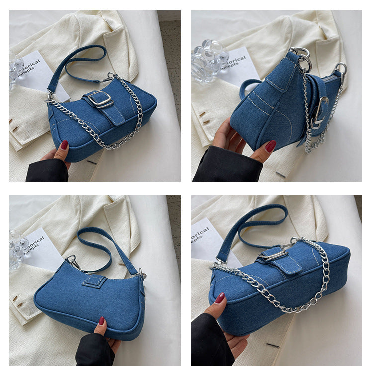 Denim Crossbody Small Square Bag