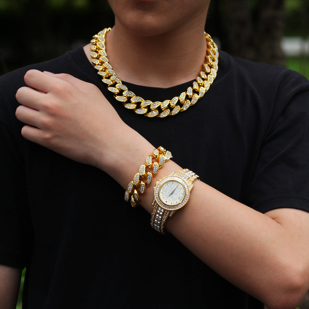 Bracelet necklace watch three piece set