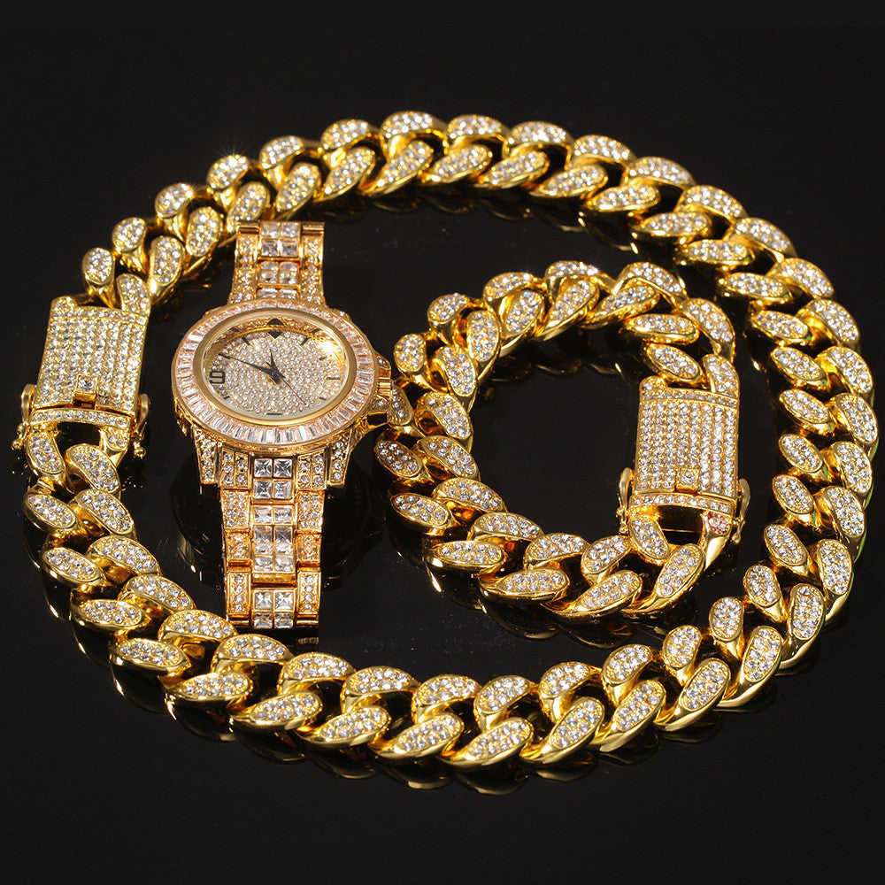 Bracelet necklace watch three piece set