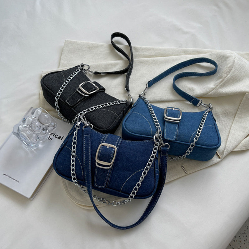 Denim Crossbody Small Square Bag
