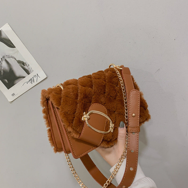 Soft Plush Chain Shoulder Messenger Bag
