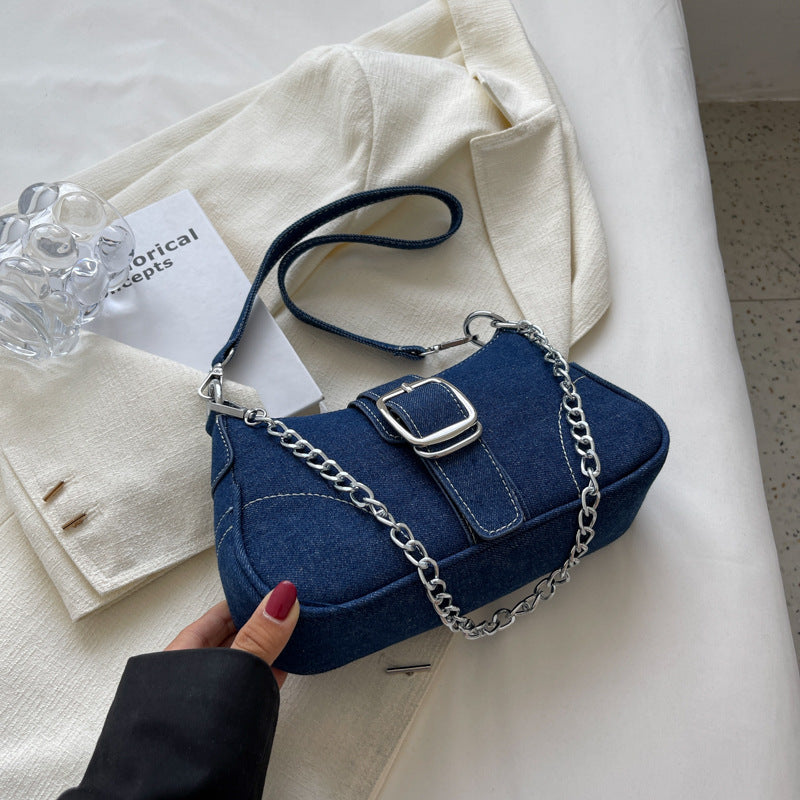 Denim Crossbody Small Square Bag