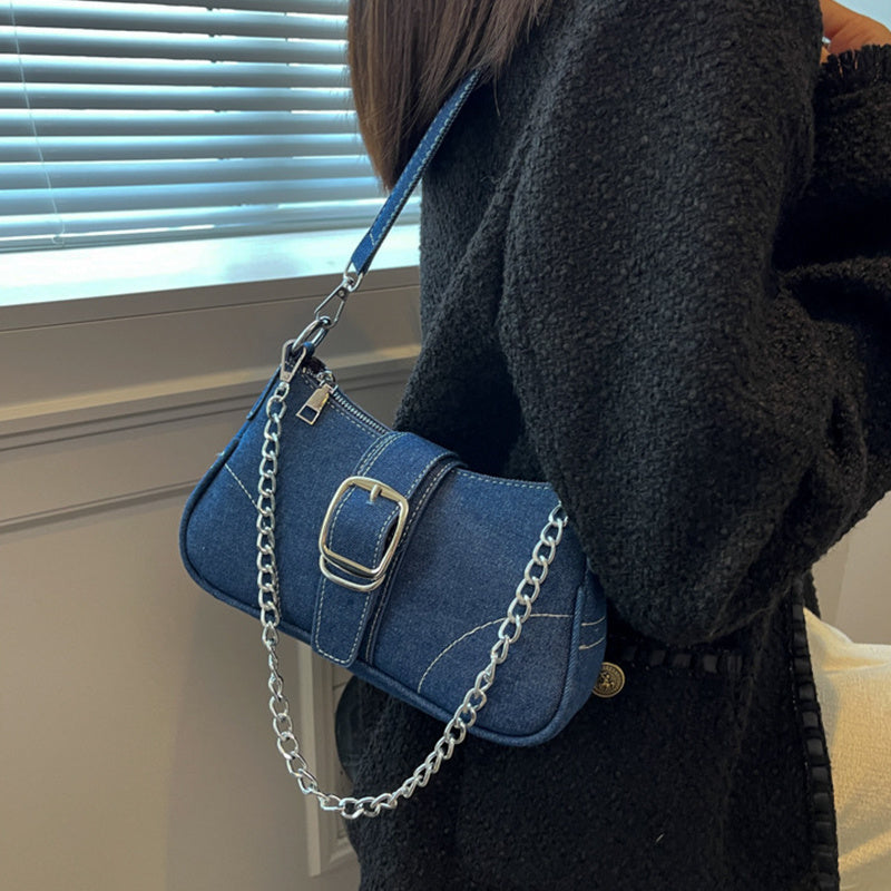 Denim Crossbody Small Square Bag