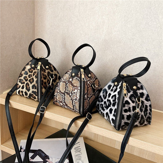 Leopard print triangle handbag