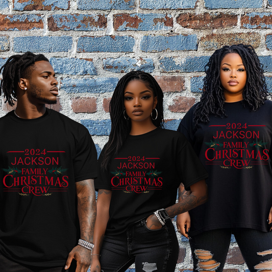 Unisex Personlized Family Crew Tshirts(Name in Red)