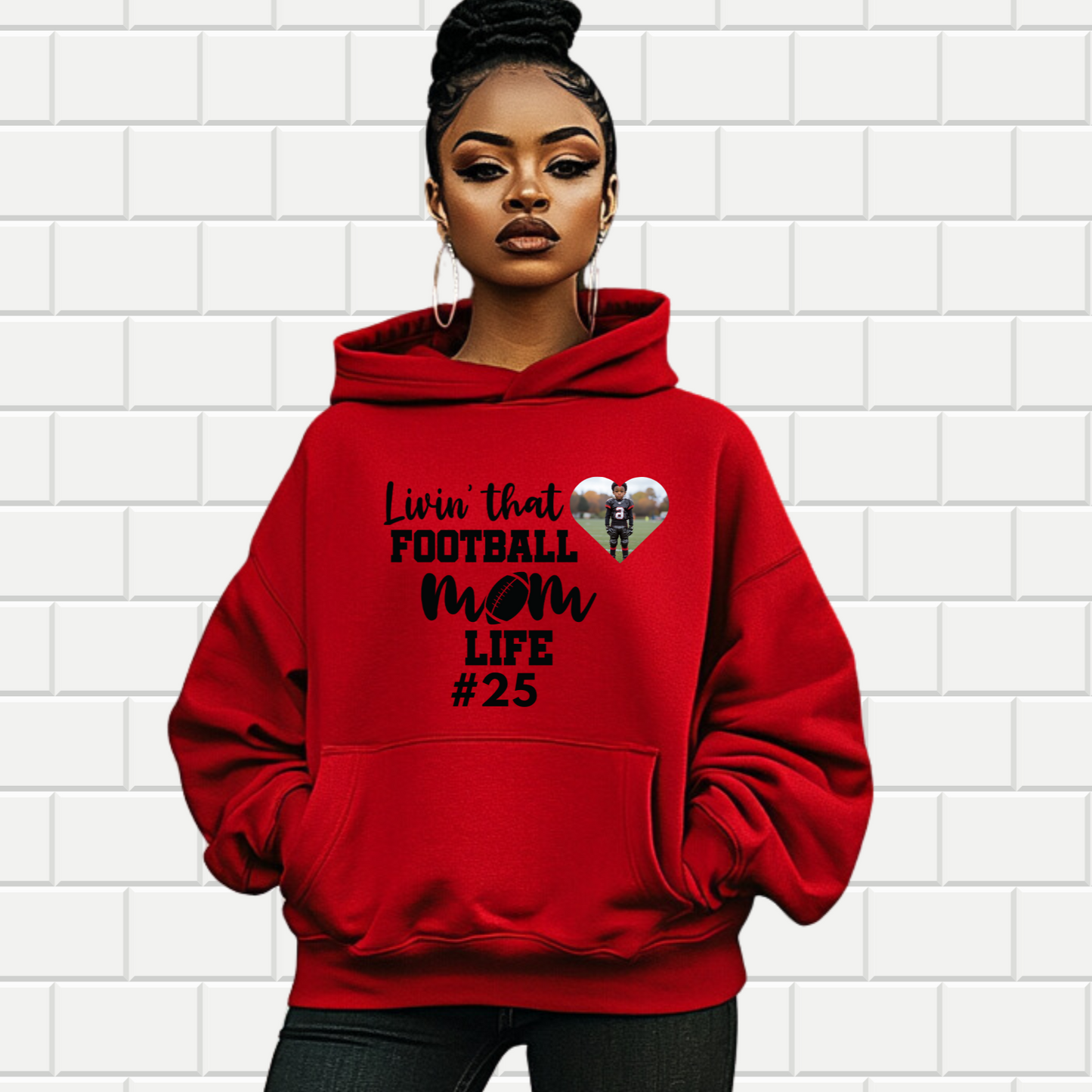 Customizable Football Mom Hoodie | Add Your Player’s Photo | S-5XL Sizes