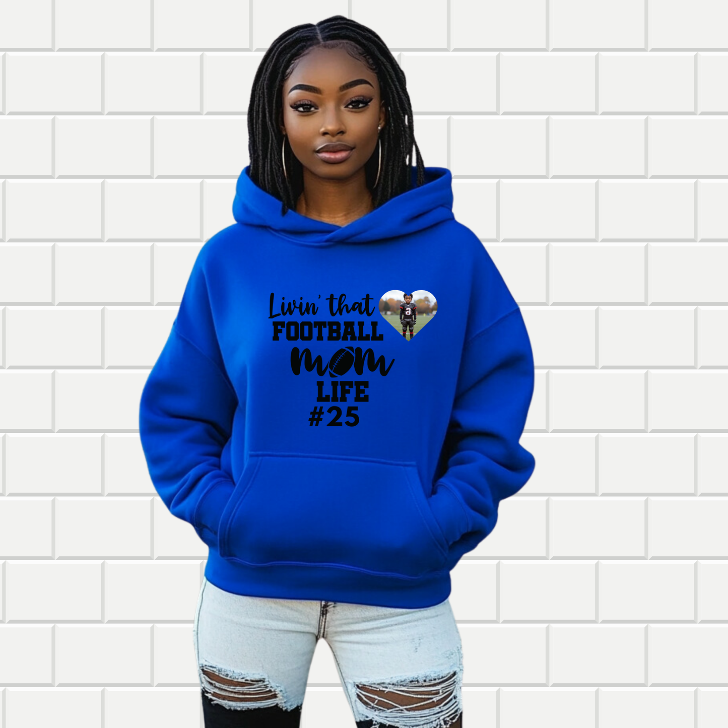 Customizable Football Mom Hoodie | Add Your Player’s Photo | S-5XL Sizes