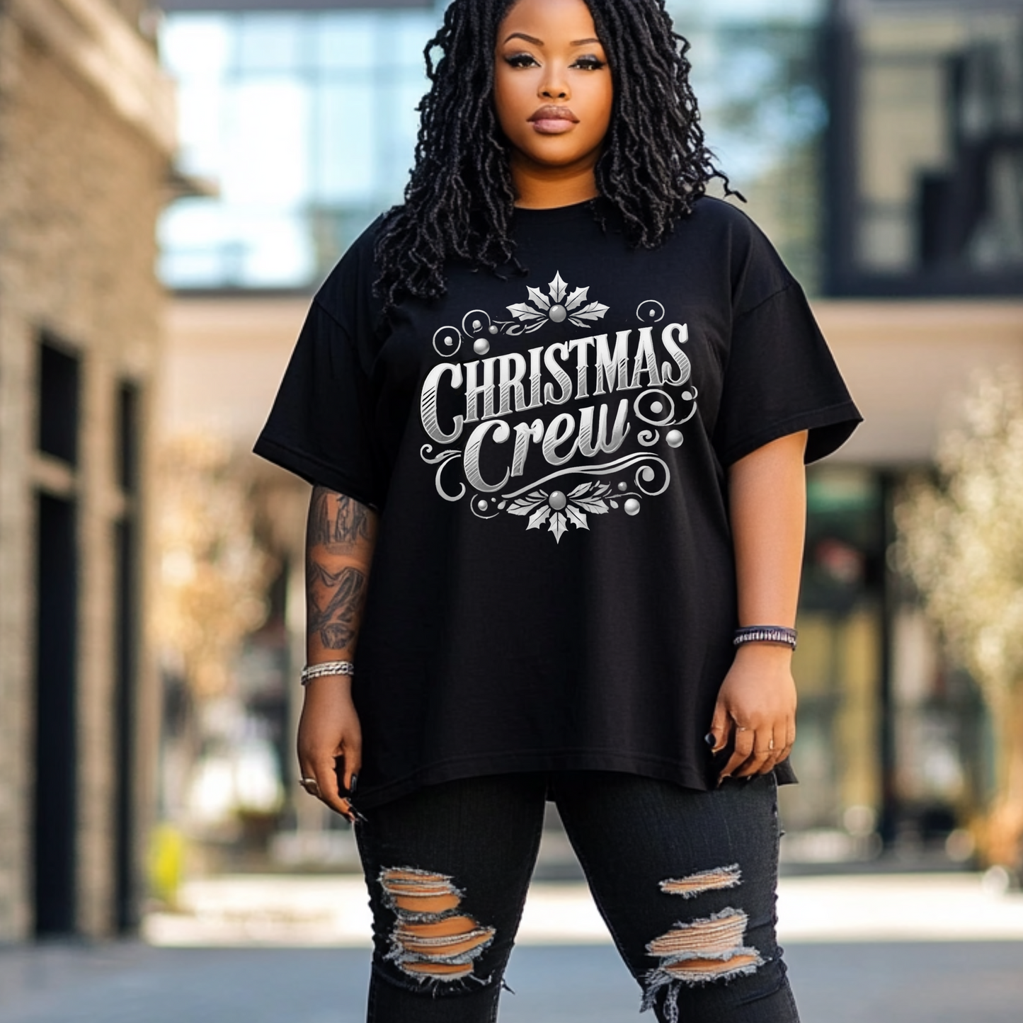 Silver Christmas Crew Tshirt-00