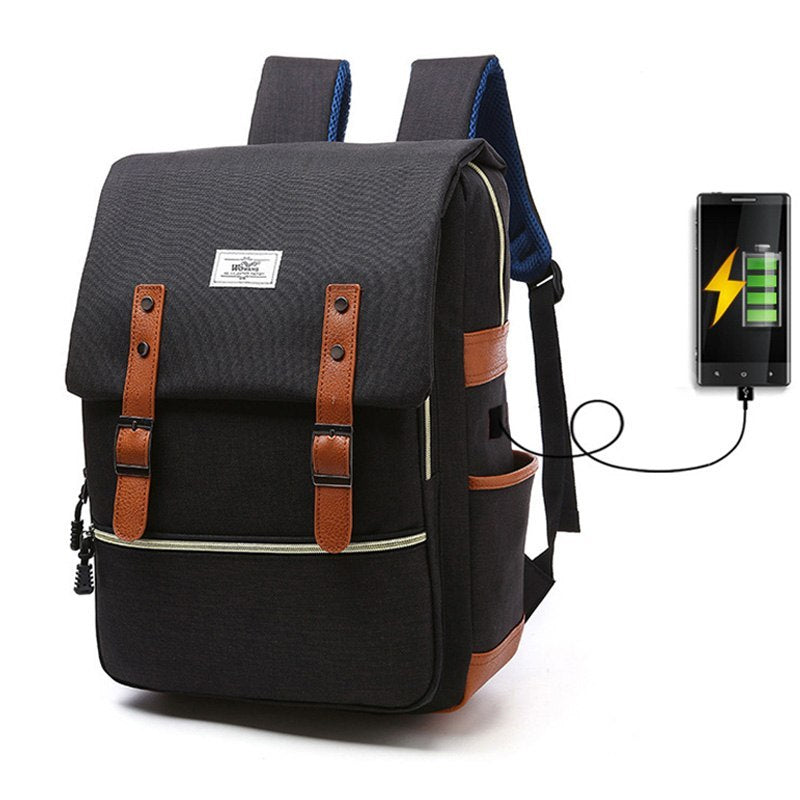 Canvas Backpack with USB charging/travel