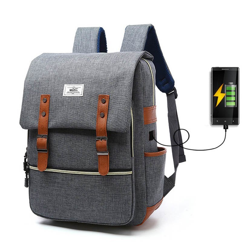 Canvas Backpack with USB charging/travel