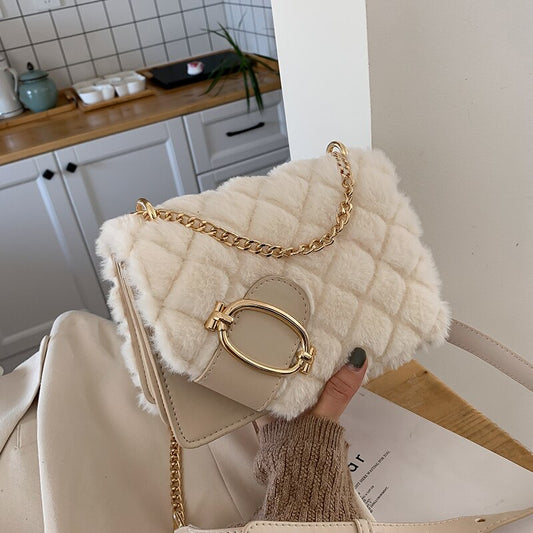 Soft Plush Chain Shoulder Messenger Bag