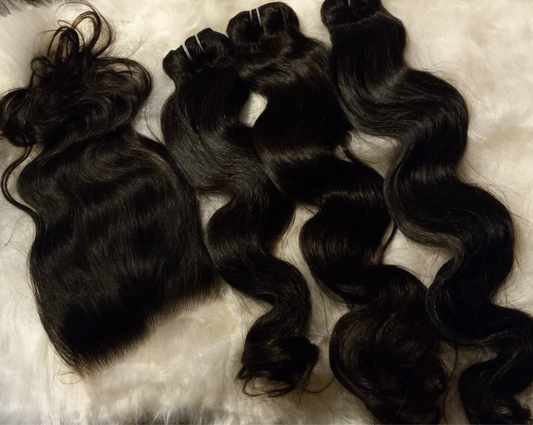 Raw Body Wave Bundles with 5x5 closure