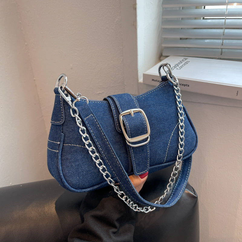 Denim Crossbody Small Square Bag