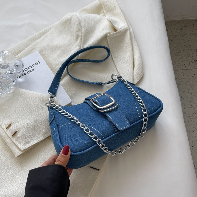 Denim Crossbody Small Square Bag