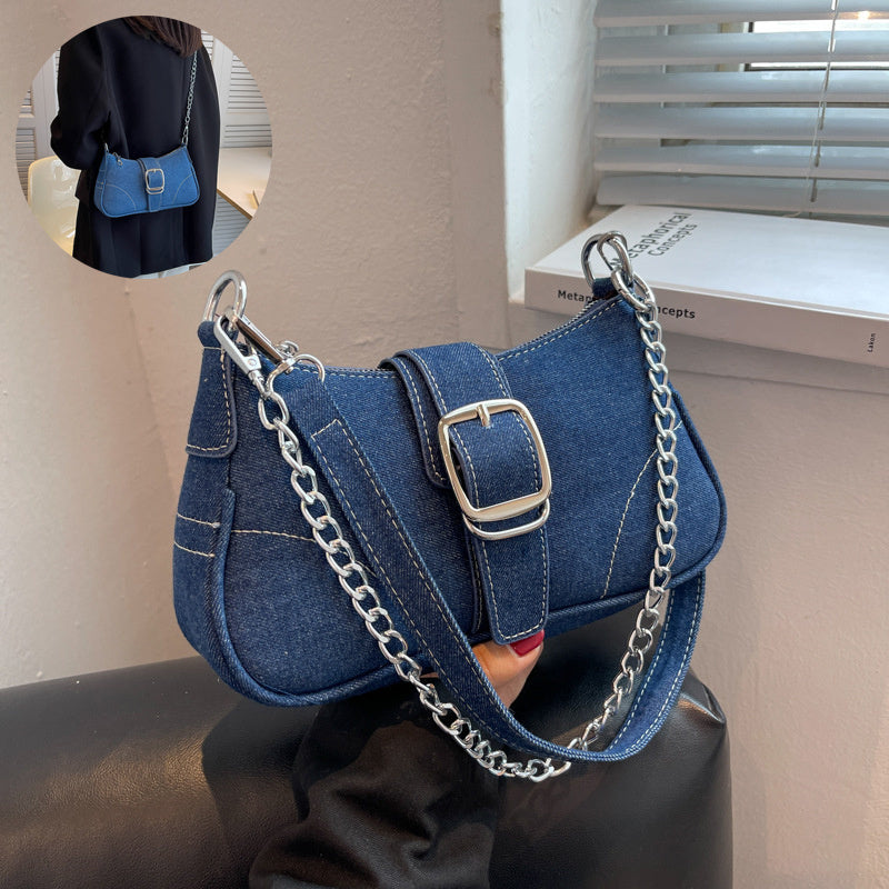 Denim Crossbody Small Square Bag