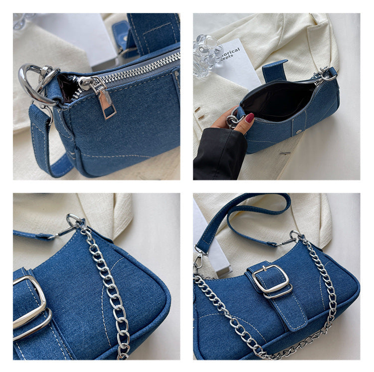 Denim Crossbody Small Square Bag